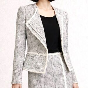 White House Black Market tweed skirt and blazer set.